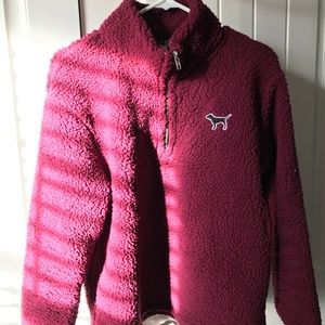 PINK Sherpa boyfriend quarter zip pullover